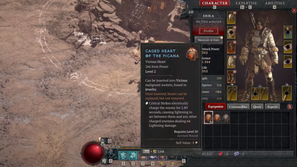 악성 심장 예시, 전설 위상 급 효과를 보인다.