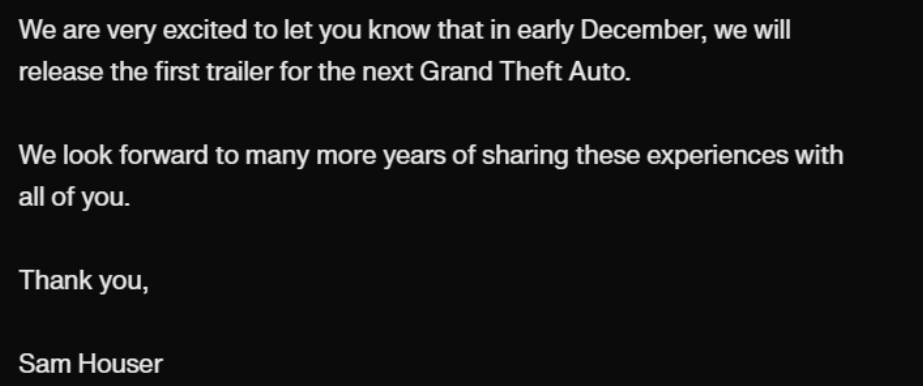 지난 8일 공개한 샘 하우저 사장의 성명문