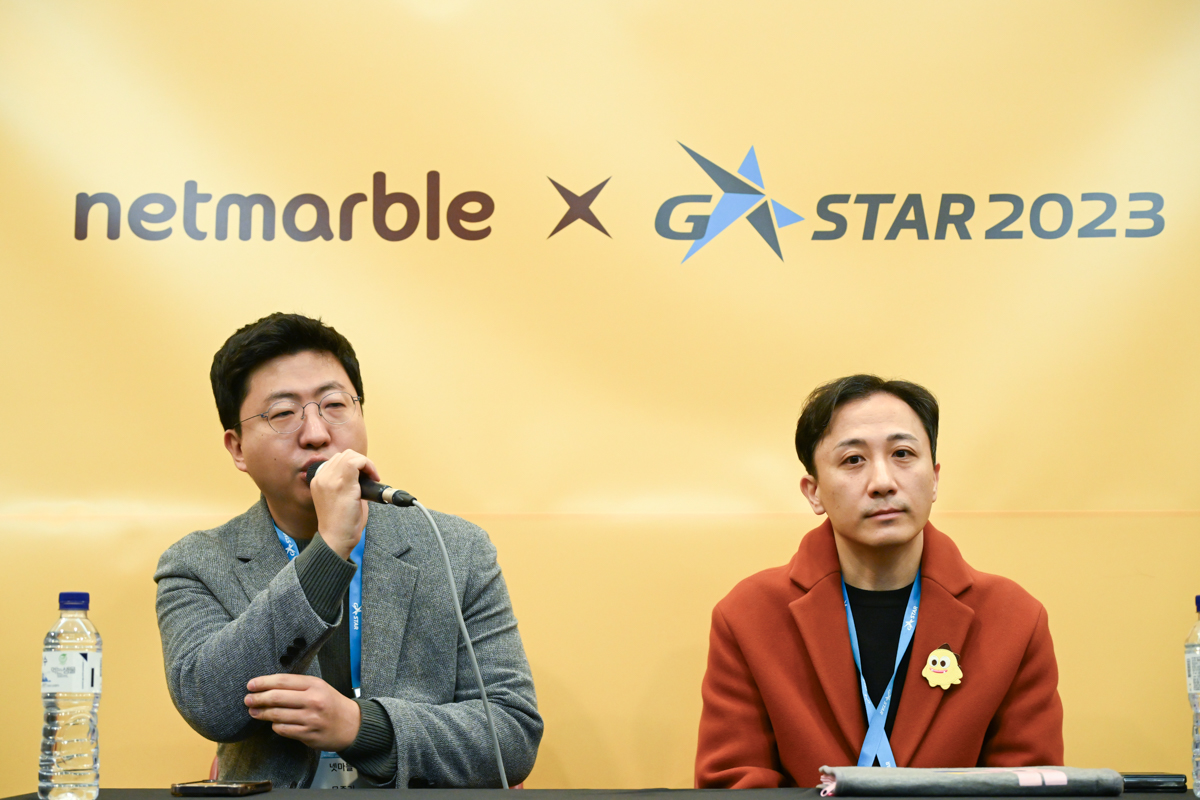 왼쪽 넷마블 문준기 사업본부장, 넷마블엔투 홍광민 PD