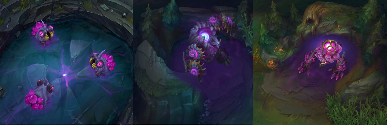 좌측부터 공허 유충, 공허 파수꾼, 공허 덩굴 정령.