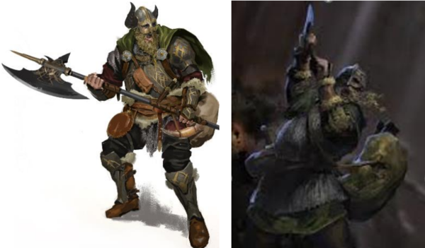 프로젝트 P3(왼쪽), 다크 앤 다커(오른쪽)의 바바리안 디자인