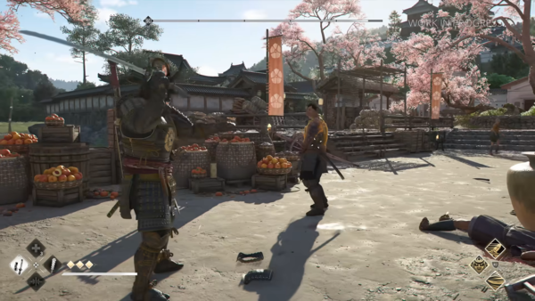 야스케의 갑옷에는 오다 노부나가의 가몬이 새겨진 반면, 후쿠치야마 곳곳에는 아케치 미쓰히데의 가몬이 새겨져 있다.