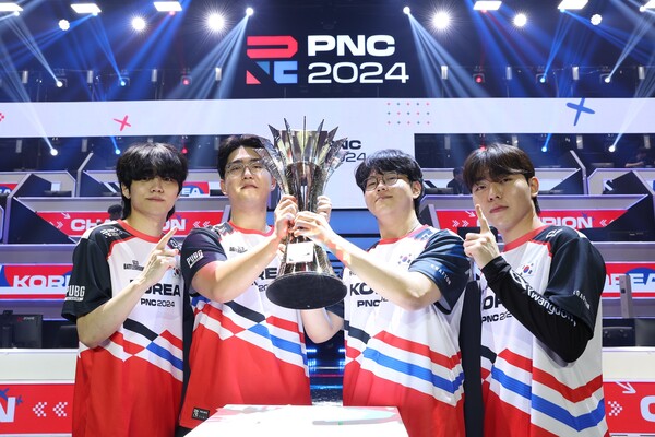 PNC 2024에서 우승을 거둔 대한민국 대표팀. 왼쪽부터 이노닉스, 서울, 살루트, 헤븐 선수 (자료: 크래프톤)