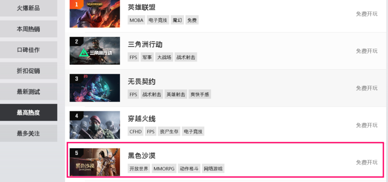 28일 기준 중국 전체 5위를 기록한 '검은사막'