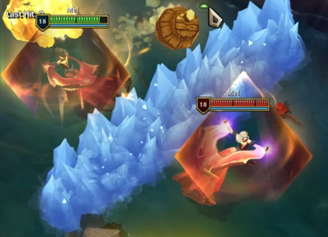 멜의 W 스킬을 활용해 '멜 배구'를 플레이하는 모습 출처 : youtube OLD IGNITE