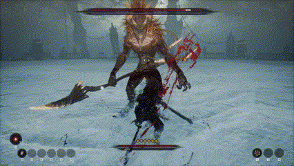 타격 후 후방 멀리 이동해 창을 던진다. 되돌아오는 창을 주의하자.