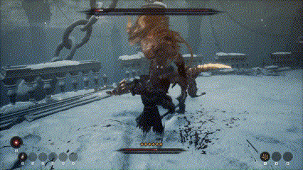 뒤로 멀리 이동 후 돌진 공격, 연달아 등장하기도 한다.