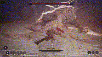 전조가 확실한 가드 불가 내려찍기 패턴. 회피 혹은 카운터 어택으로 파훼하자.