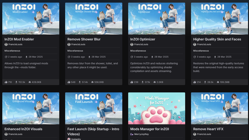 현재 최고 인기 모드들은 최적화 중심