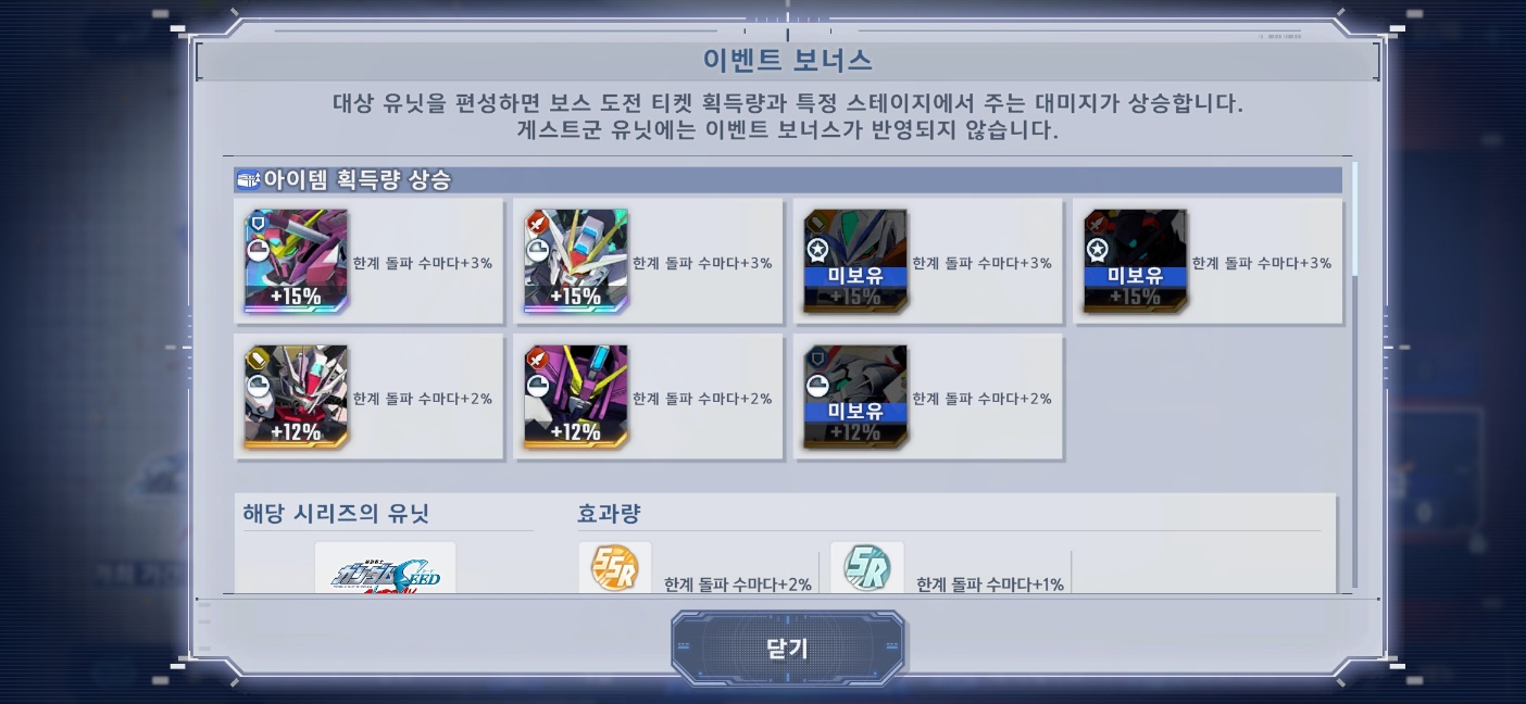 이벤트서 입수 가능한 기체도 보너스를 받을 수 있다