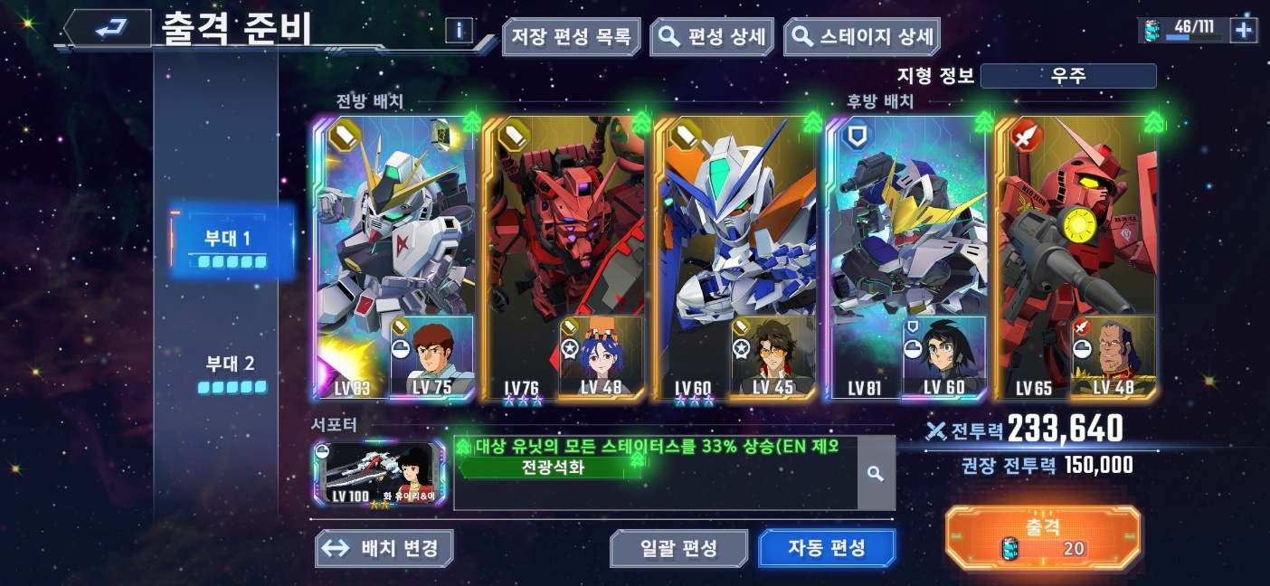 현재 육성중인 전광석화 팀