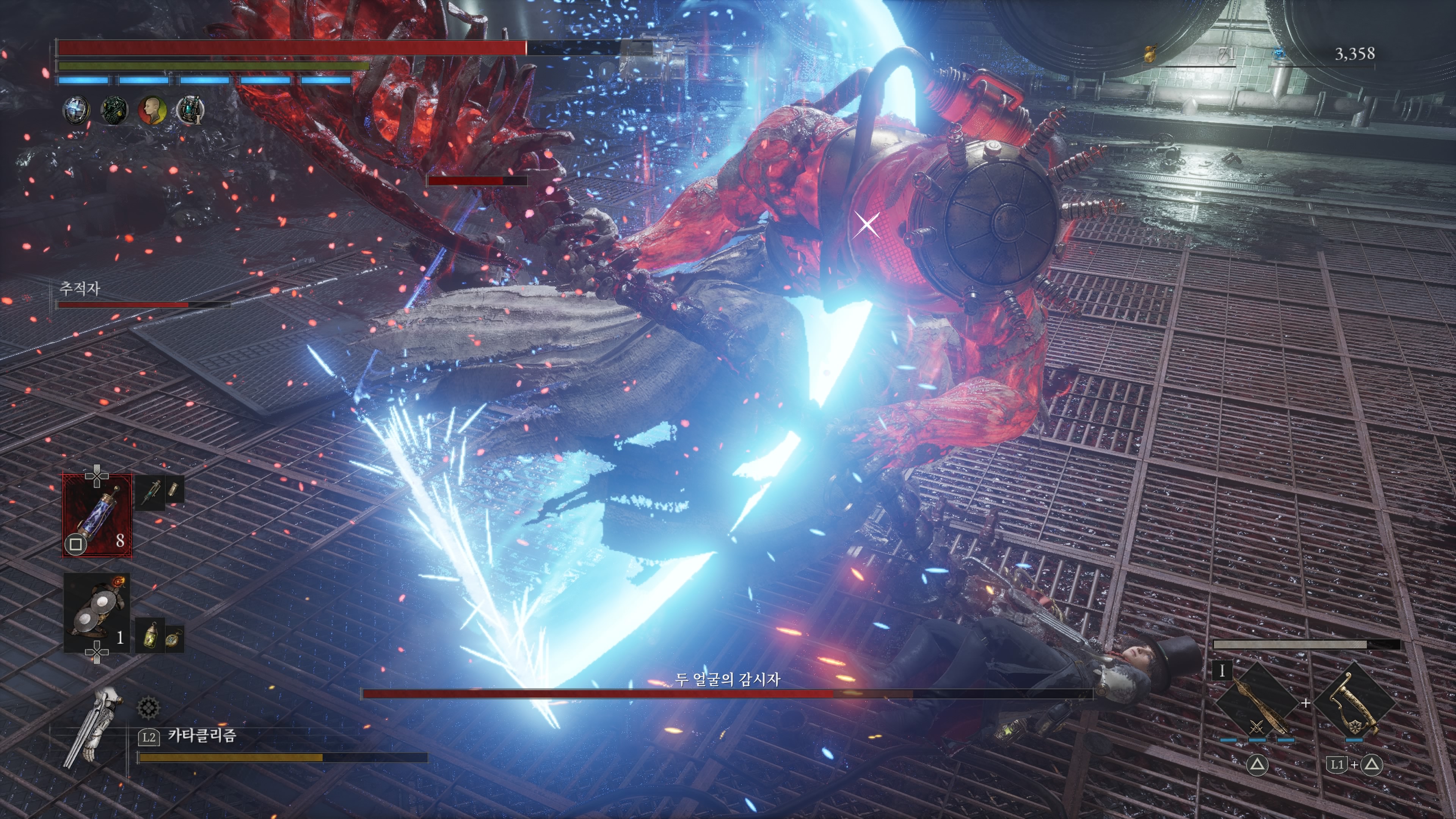 추적자는 쌍룡검의 강공격 패링까지 사용한다. 성능과 멋 모두 챙긴 NPC들이 나온다.