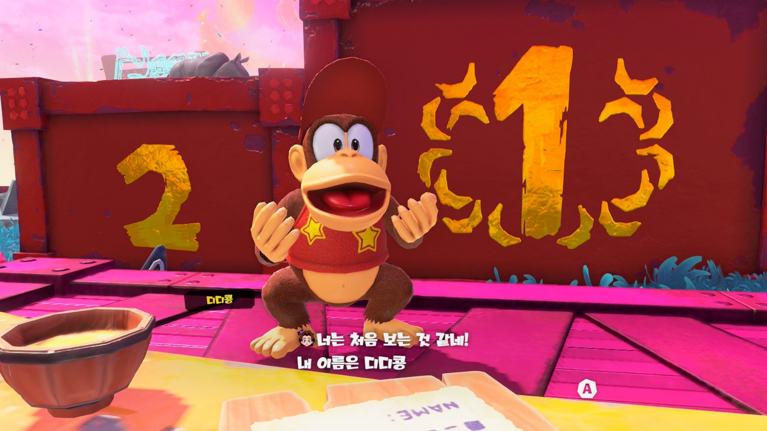 동키콩의 단짝 디디콩. 이번에는 그냥 조연이다. 